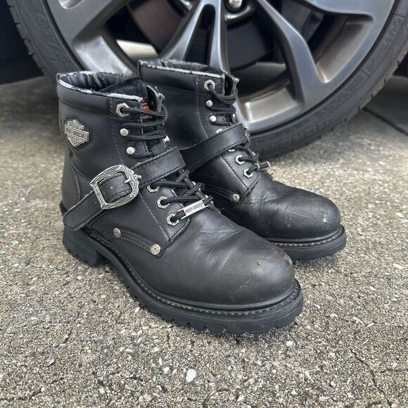 Harley-Davidson Shoes - Harley Davidson Faded Glory Leather Moto Boots Womens 9 Lace Up Vintage 81024